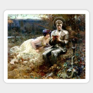 The Temptation of Sir Percival - Arthur Hacker Sticker